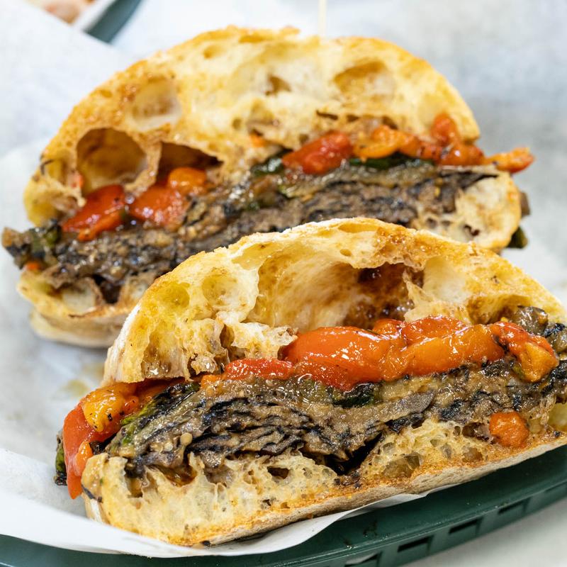 menu item 14 of 16, #5 Grilled Eggplant, Zucchini, Roasted Peppers, Balsamic Glaze