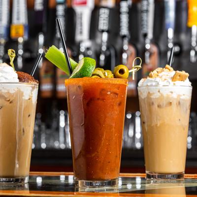 Assortment of cocktails on the bar counter