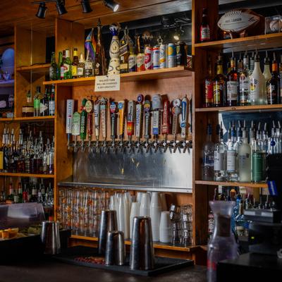 Bar counter and back bar.