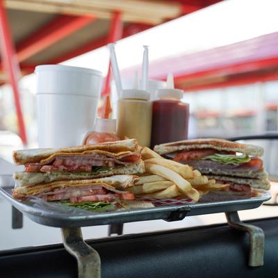 ham sandwiches and fries.