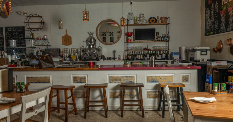 Interior, bar and bar stools