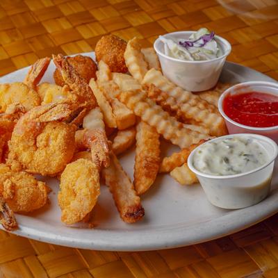 Fried fish and shrimp dinner.