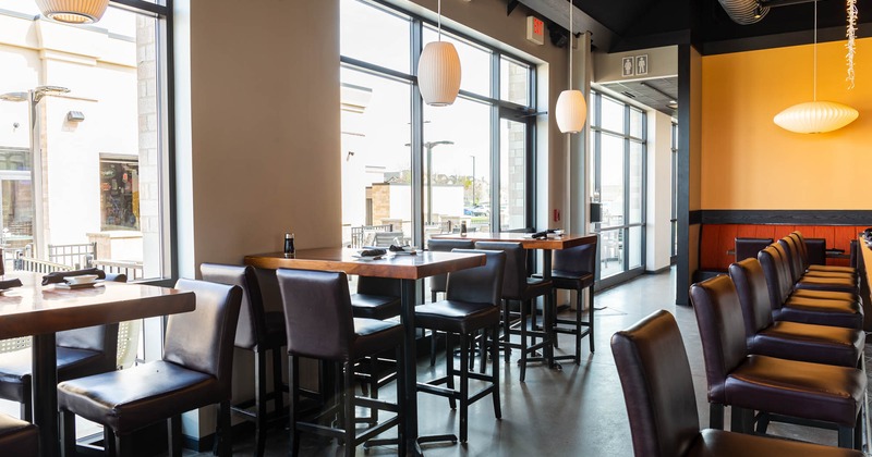 Interior, high sets of chairs and tables