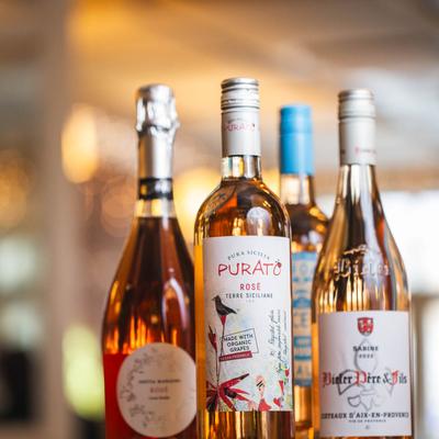 Assorted rose  wine.