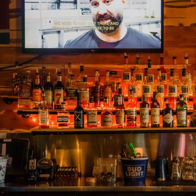 Interior,  back bar shelves with spirits