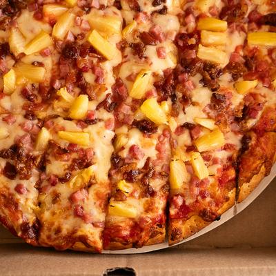 Hawaiian with red sauce.