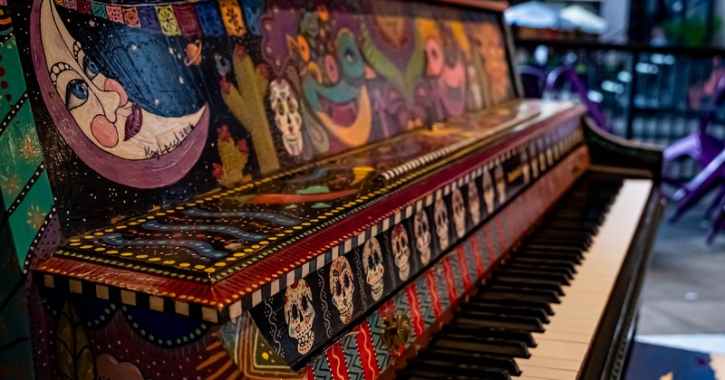 Colorfully decorated piano