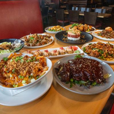 Served meals on the table.