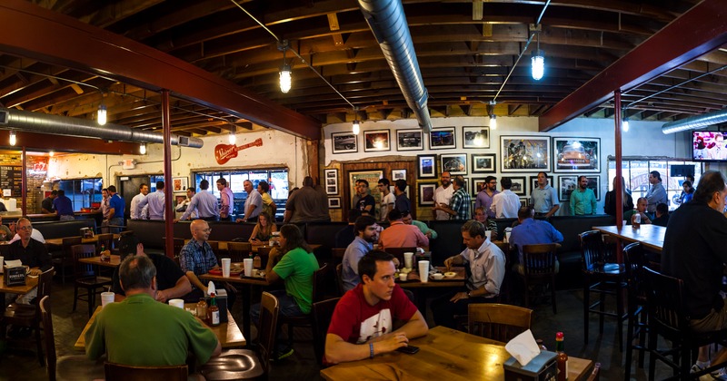 Interior, crowded dining area