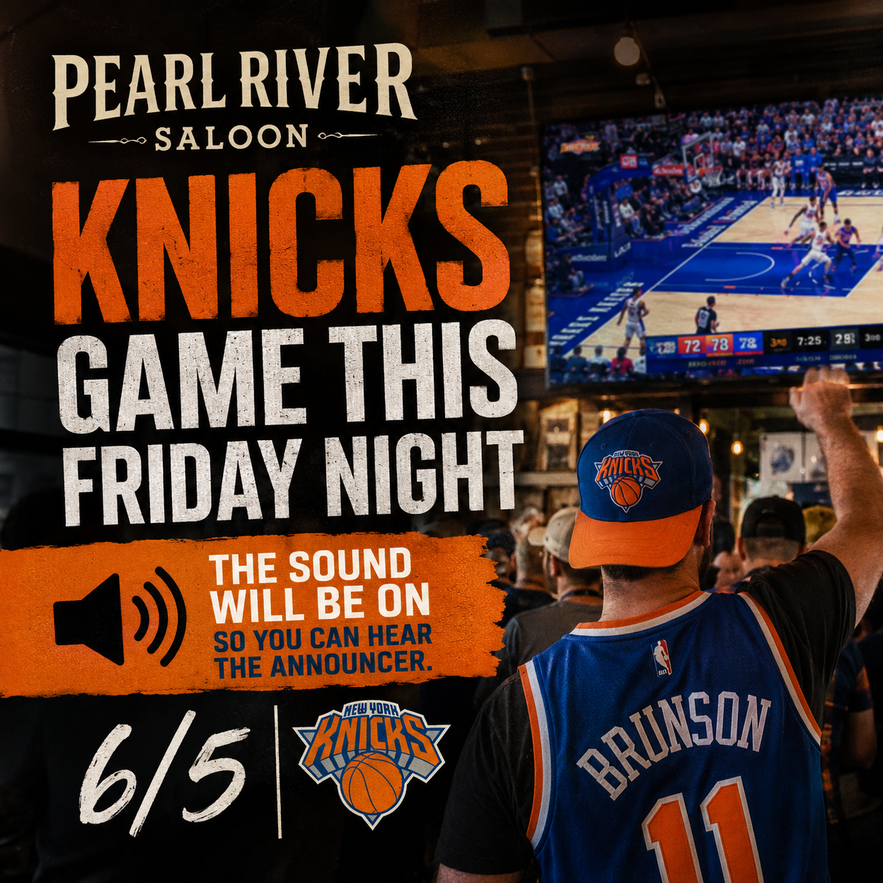 Knicks Game at Pearl River Saloon on 6.5!