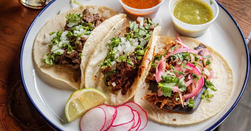 Trio of tacos with dipps