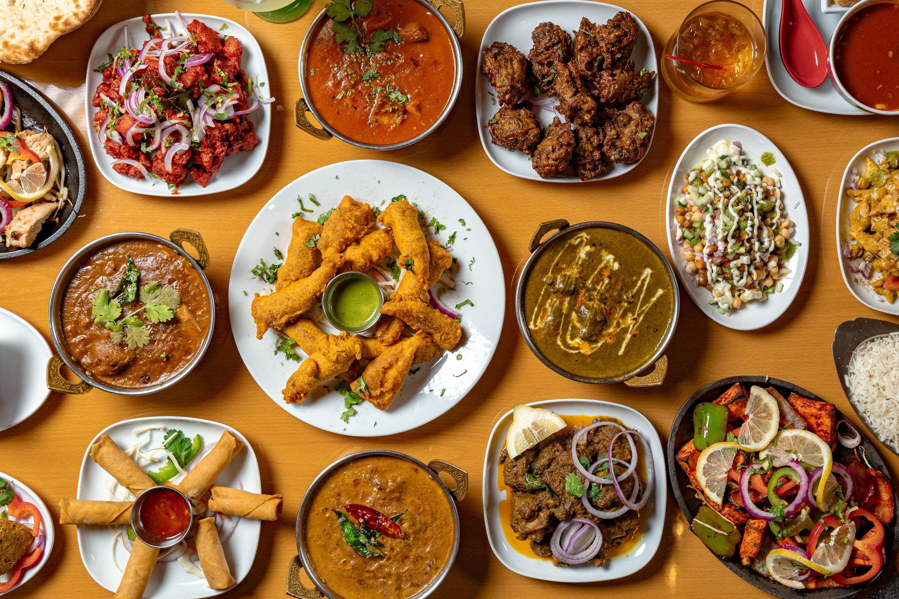 Group shot of food, top view