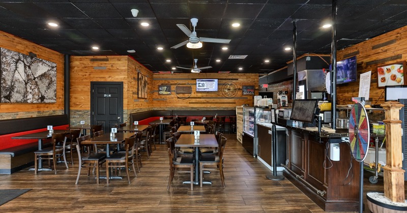 Seating space with a bar