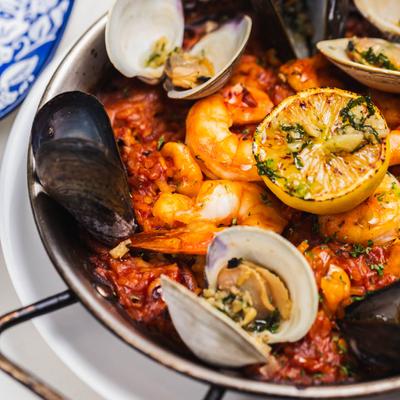 Seafood paella.