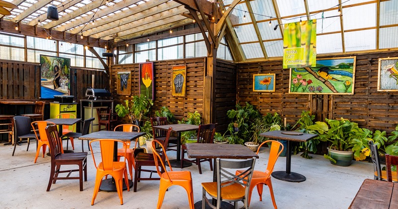 Seating space, guest tables and chairs