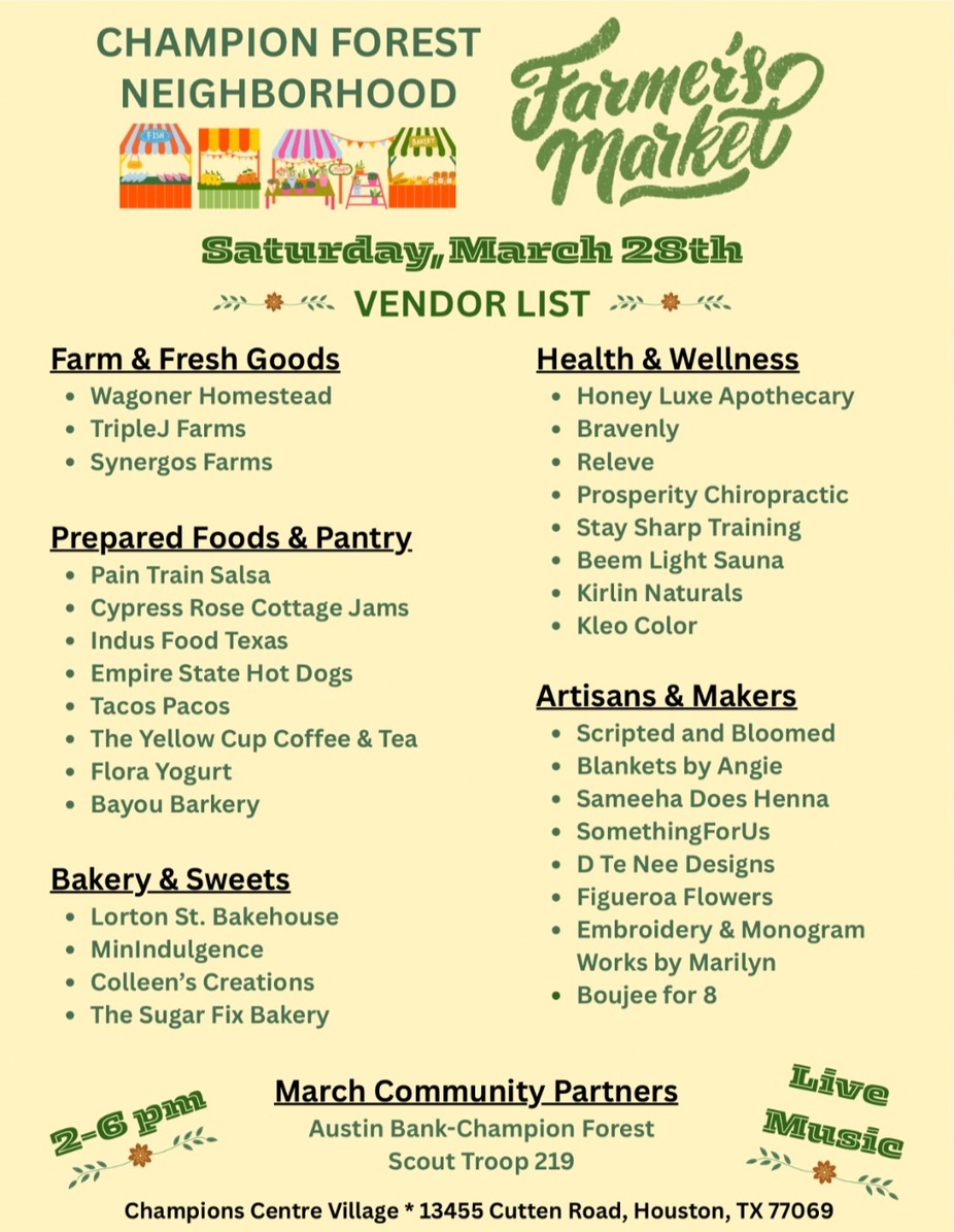 Champions Forest Farmers Market event photo