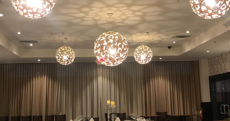 Interior, colorful chandeliers