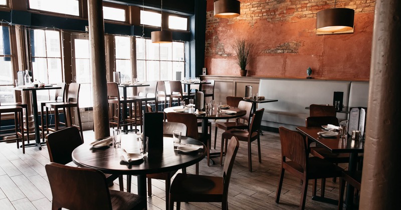 Interior, tables and seating ready to receive guests