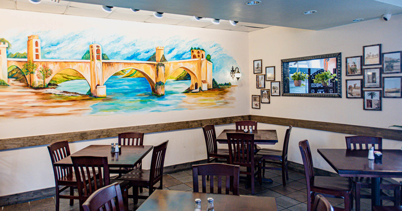 Interior, tables ready for guests