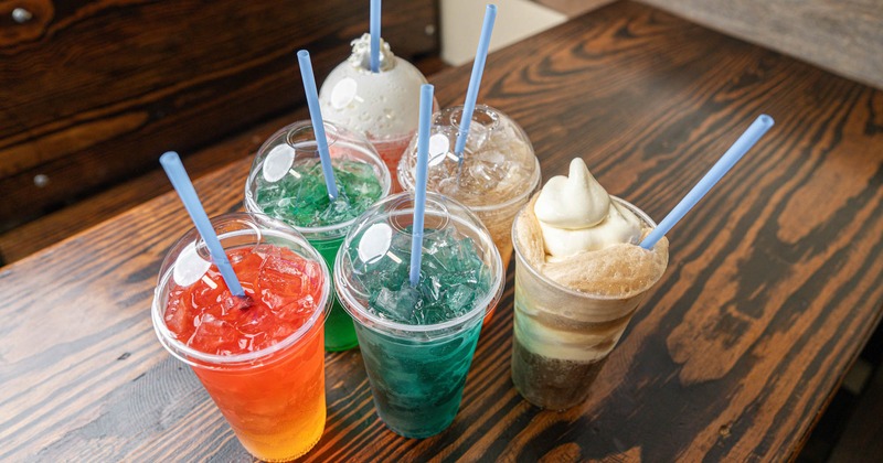 Various drinks on the table