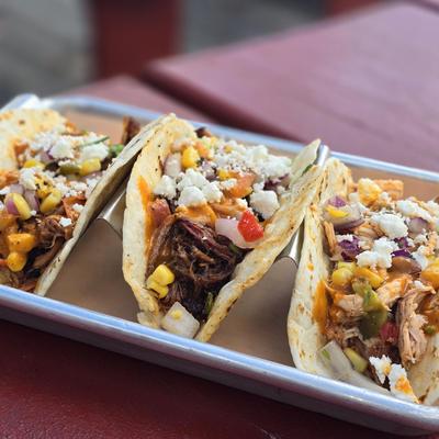 Hickory smoked meat tacos.