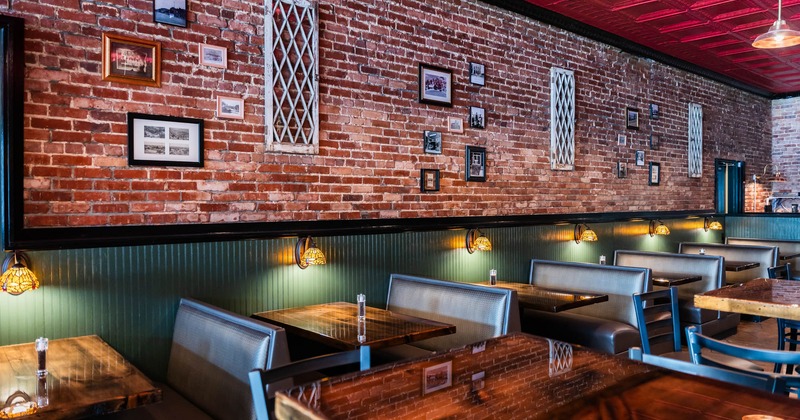 Interior, tables, chairs and booths