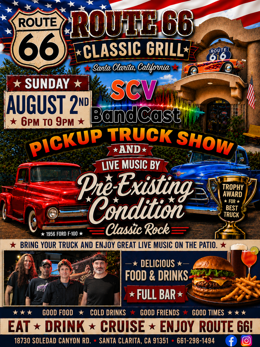 Sunday August 2nd 6pm to 9pm live music and truck show