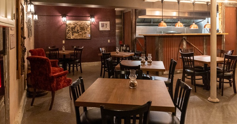 Interior, wide view of seating area