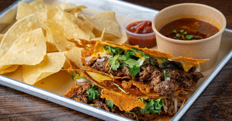 Birria taco plate, close up