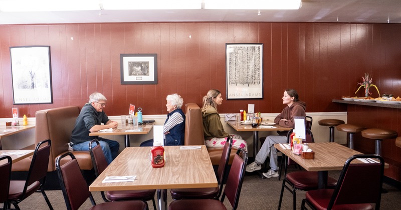 Diner tables and chairs, guests