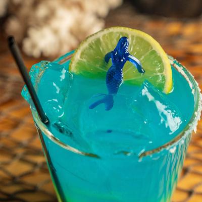 Blue cocktail drink.