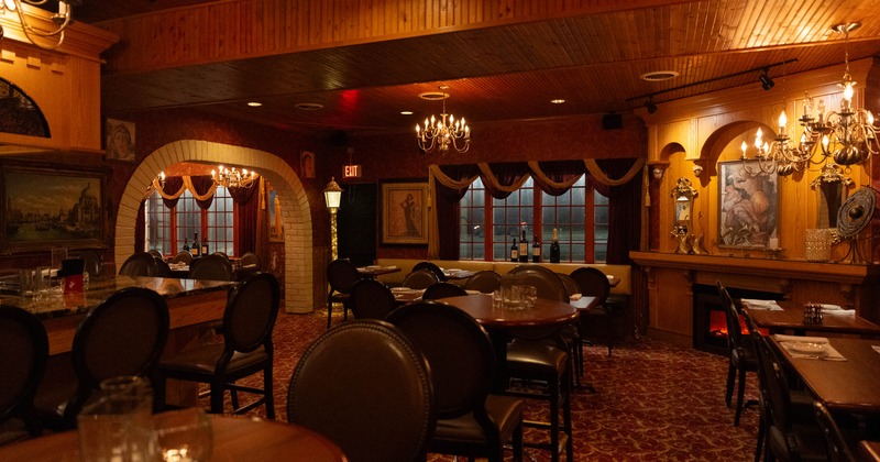 Interior, tables and chairs