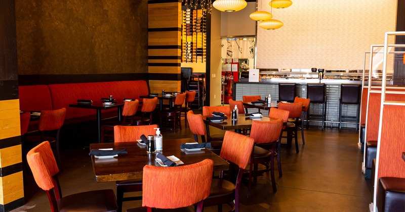 Interior, tables set and ready for guests