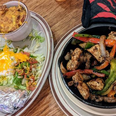 A closeup on served meals.