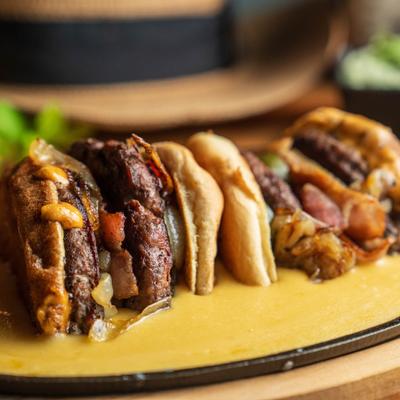 Lava Burger sliders filled with grilled meat.