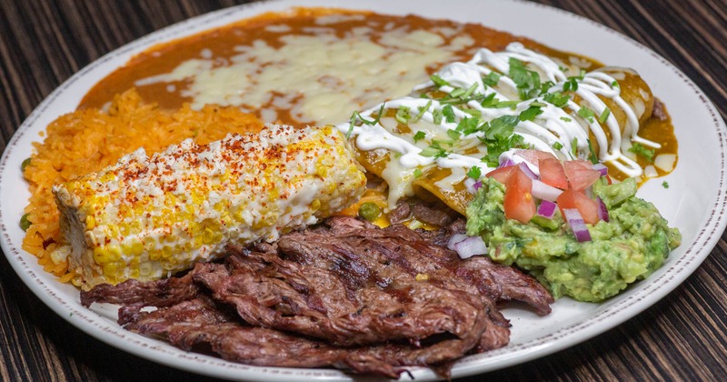 Meat served with corn