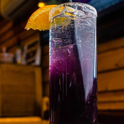 Purple Cabin Cooler cocktail.