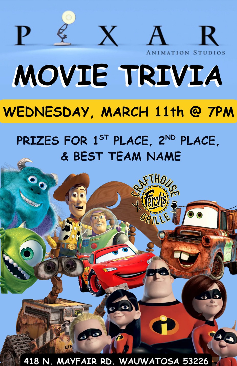 Pixar Movie Trivia!!! event photo