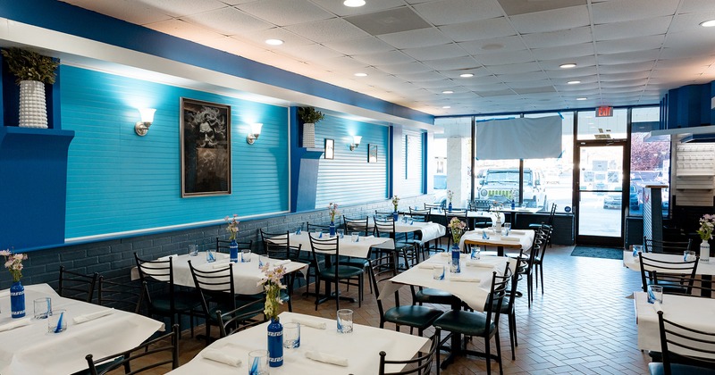 Interior space, dining room with set tables