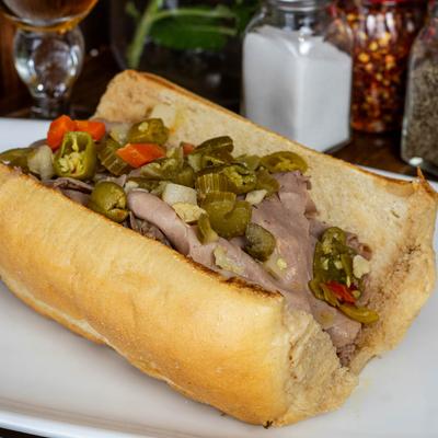 Italian Beef Sandwich, with peppers.