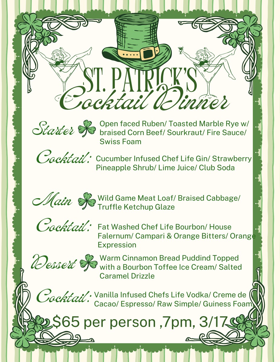 St.Pattys Cocktail Dinner in the Speakeasy event photo