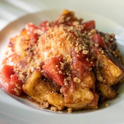 Strawberry & Rhubarb Bread Pudding