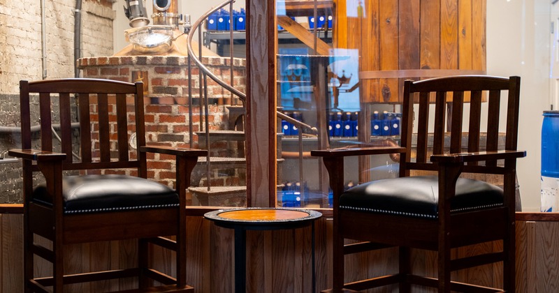 Two upholstered chairs and a table