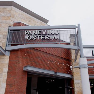 The restaurant's name above the entrance outside.