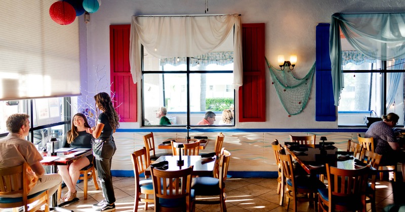Interior, diner room, tables and chairs, people
