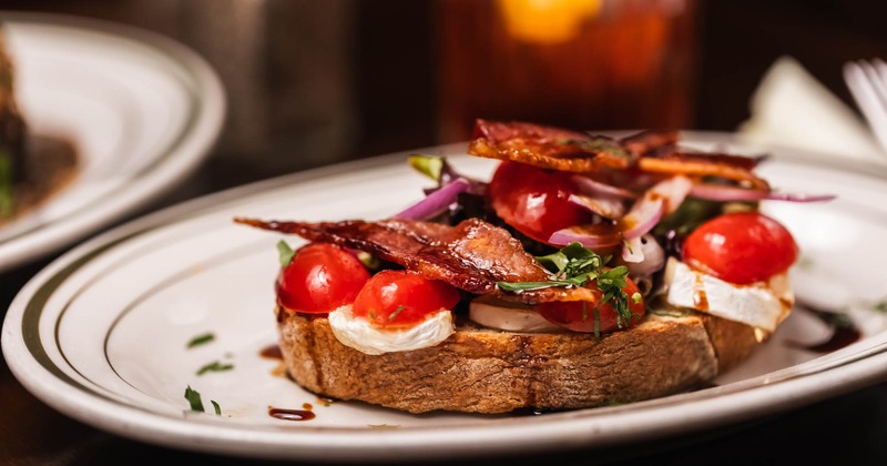 Toasted country bread slice with toppings