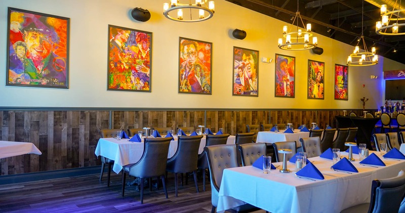 Interior, dining area, wall art