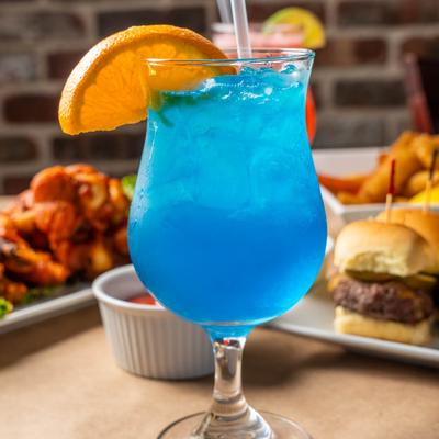 Blue cocktail drink.