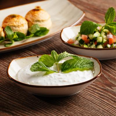 Multiple food plates.