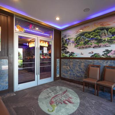 The restaurant entrance doors.